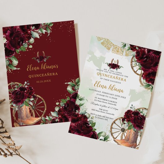 ブルゴーニュフローラシャーロブーツスウィート16キンセアニラ 招待状