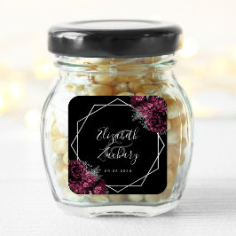 ブルゴーニュフローラシルバージオメトリックブラック結婚ズ スクエアシール