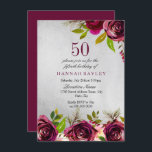ブルゴーニュフローラシルバー50th誕生日招待状 招待状<br><div class="desc">バーガンディーマルサラフローラシルバー50誕生日招待状ニッチとネストストアでマッチングコレクションを参照エレガント美しいバーガンディ花。手の色彩の鮮やか水の色はあなたのブライダルシャワーに最適</div>