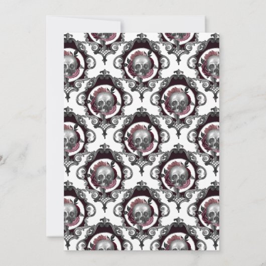 ブルゴーニュフローラスカルゴシック様式カップルのシャワー 招待状 (裏面)