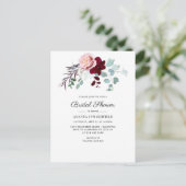 ブルゴーニュフローラスクリプトユーカリブライダルシャワー インビテーションポストカード (スタンド正面)