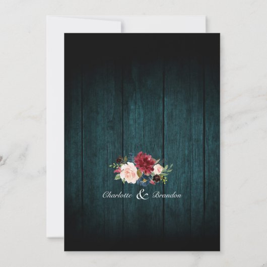 ブルゴーニュフローラストリングライツメイスンジャー結婚ズ 招待状 (裏面)