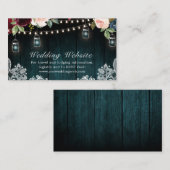 ブルゴーニュフローラストリングライツメイスン結婚ジャーのE エンクロージャーカード (正面/裏面)