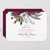ブルゴーニュフローラスプレンダーメイド・オブ・オーナー(花嫁付き添い人)提案 招待状 (正面/裏面)