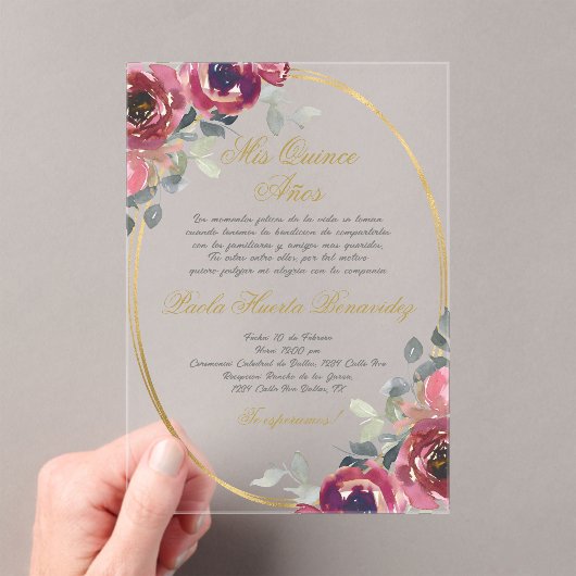 ブルゴーニュフローラスペインのキンセアニェラ アクリル招待状 (インサイチュ (ポータブル))