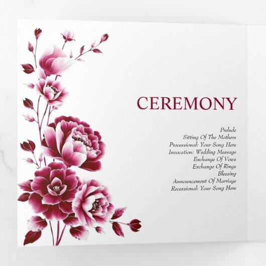ブルゴーニュフローラチノワセリー牡丹結婚式プログラム 三つ折りプログラム (内部最初)