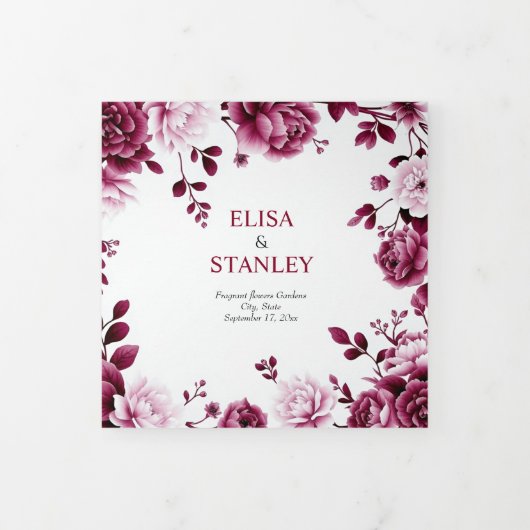 ブルゴーニュフローラチノワセリー牡丹結婚式プログラム 三つ折りプログラム (カバー)