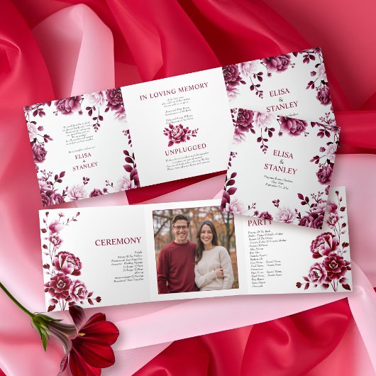 ブルゴーニュフローラチノワセリー牡丹結婚式プログラム 三つ折りプログラム