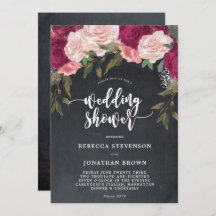 ブルゴーニュフローラチョークウェディングシャワー招待