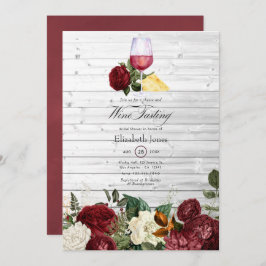 ブルゴーニュフローラチーズアンドワインブライダルシャワー 招待状