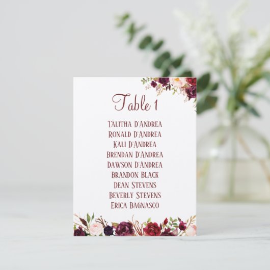 ブルゴーニュフローラテーブルのシーティングリスト エンクロージャーカード (スタンド正面)