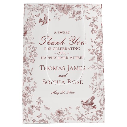 ブルゴーニュフローラトイレデジュウウェディングパーティーウィブズ ミディアムペーパーバッグ (裏面)