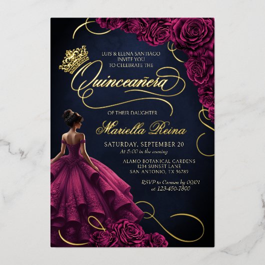 ブルゴーニュフローラドレスキンセニェラ 箔招待状 (正面)