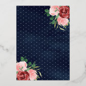 ブルゴーニュフローラドレスネイビーブルーキンセアニェラ金ゴールド 箔招待状 (裏面)