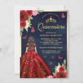 ブルゴーニュフローラドレスバタフライネイビーキンセアニェラ 招待状 (正面)