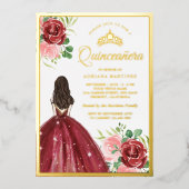 ブルゴーニュフローラドレスプリンセスキンセアニェラ金ゴールド 箔招待状 (正面)