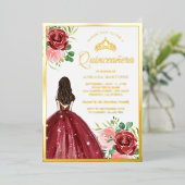 ブルゴーニュフローラドレスプリンセスキンセアニェラ金ゴールド 箔招待状 (立ち正面)