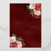 ブルゴーニュフローラドレスプリンセスキンセアニェラ金ゴールド 箔招待状 (裏面)