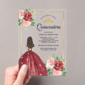 ブルゴーニュフローラドレスプリンセス金ゴールドキンセアニェラ アクリル招待状 (インサイチュ (ポータブル))