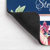 ブルゴーニュフローラネイビーストライプズモノグラム名 マウスパッド (コーナー)