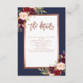 ブルゴーニュフローラネイビーバラ結婚金ゴールド詳細 エンクロージャーカード (正面)