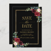 ブルゴーニュフローラネイビーブルー金ゴールドフレーム日付の保存 (正面/裏面)