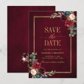 ブルゴーニュフローラネイビーブルー金ゴールドフレーム日付の保存 (正面/裏面)