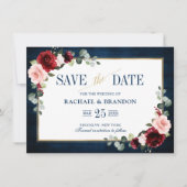 ブルゴーニュフローラネイビーブルー金ゴールドフレーム日付の保存 (正面)