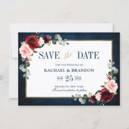 ブルゴーニュフローラネイビーブルー金ゴールドフレーム日付の保存