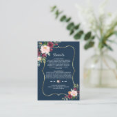 ブルゴーニュフローラネイビーブルー金ゴールド結婚ズ詳細 エンクロージャーカード (スタンド正面)