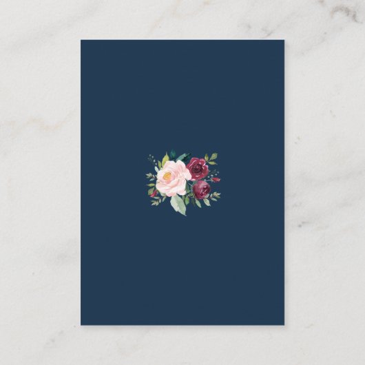 ブルゴーニュフローラネイビーブルー金ゴールド結婚ズ詳細 エンクロージャーカード (裏面)