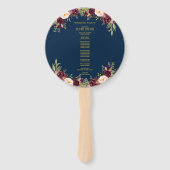 ブルゴーニュフローラネイビーブルー金ゴールド結婚式 プログラム ハンドファン (裏面)