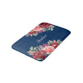 ブルゴーニュフローラネイビーブルー バスマット (アングル)