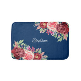 ブルゴーニュフローラネイビーブルー バスマット