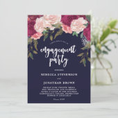 ブルゴーニュフローラネイビー婚約パーティ招待 招待状 (スタンド正面)
