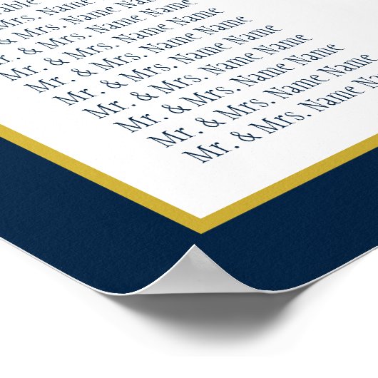 ブルゴーニュフローラネイビー結婚ブルーの座席表 ポスター (角)