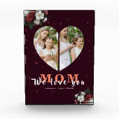 ブルゴーニュフローラハート形の母の日の贈り物 フォトブロック (正面)