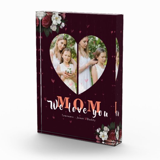 ブルゴーニュフローラハート形の母の日の贈り物 フォトブロック (右)