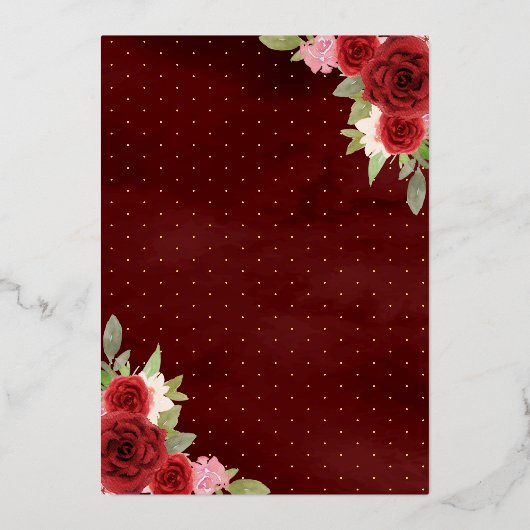 ブルゴーニュフローラバタフライネイビーキンセアニェラ金ゴールド 箔招待状 (裏面)