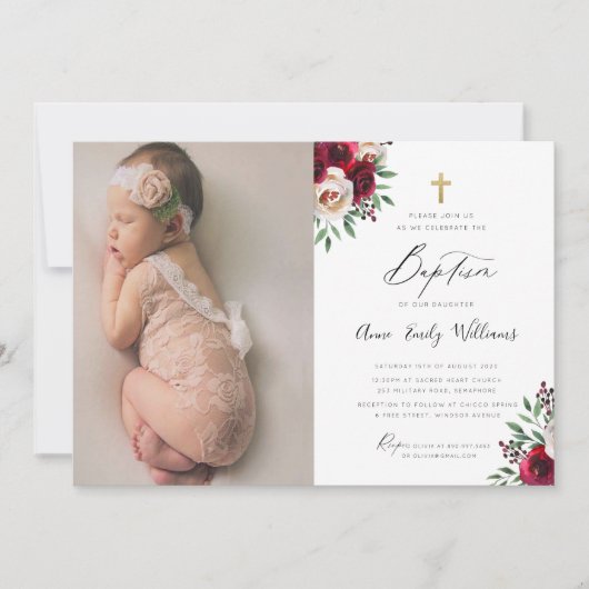 ブルゴーニュフローラバプテスマ招待状と写真 招待状 (正面)