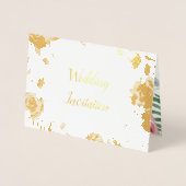 ブルゴーニュフローラバラゴールドフォイル結婚式招待状 箔カード (正面)