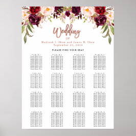 ブルゴーニュフローラバラ結婚金ゴールドの座席表 ポスター