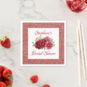 ブルゴーニュフローラバラ金ゴールドグリッターブライダルシャワー スタンダードカクテルナプキン (インサイチュ)