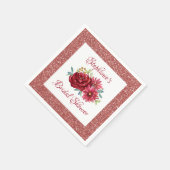 ブルゴーニュフローラバラ金ゴールドグリッターブライダルシャワー スタンダードカクテルナプキン (角)