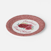 ブルゴーニュフローラバラ金ゴールドグリッターブライダルシャワー ペーパープレート (アングル)