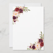 ブルゴーニュフローラバラ金ゴールドスクリプトブライダルシャワー 招待状 (裏面)