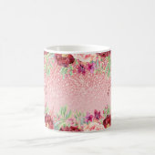 ブルゴーニュフローラバラ金ゴールドパーソナライズされたグリッター コーヒーマグカップ (中央)