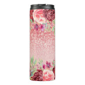 ブルゴーニュフローラバラ金ゴールドパーソナライズされたグリッター タンブラー (裏面)