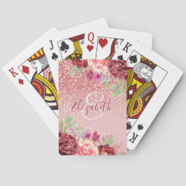 ブルゴーニュフローラバラ金ゴールドパーソナライズされたグリッター トランプ