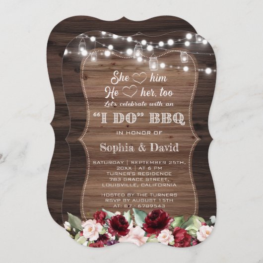 ブルゴーニュフローラバーンメイソンジャースライツ婚約 招待状 (正面/裏面)